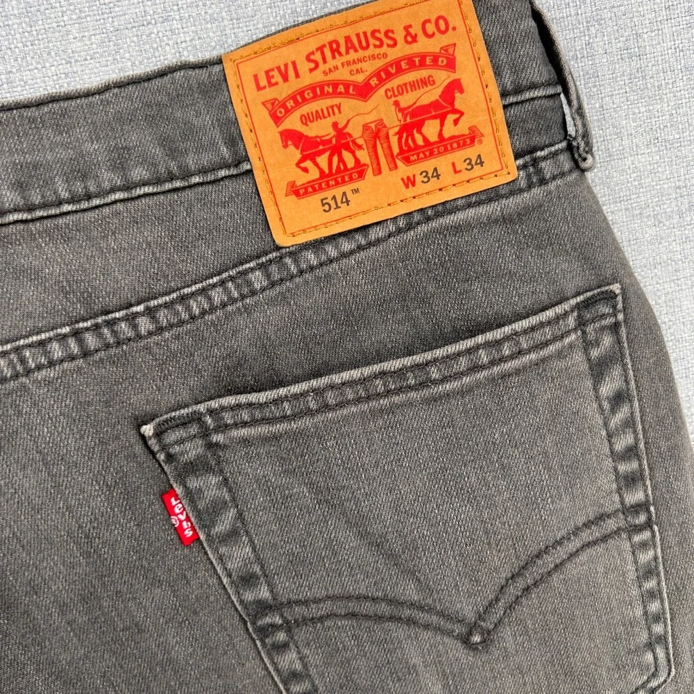 Levis 514 Straight Fit Gray Denim Jeans Mens 34x34‎ Grey Cotton Blend Casual